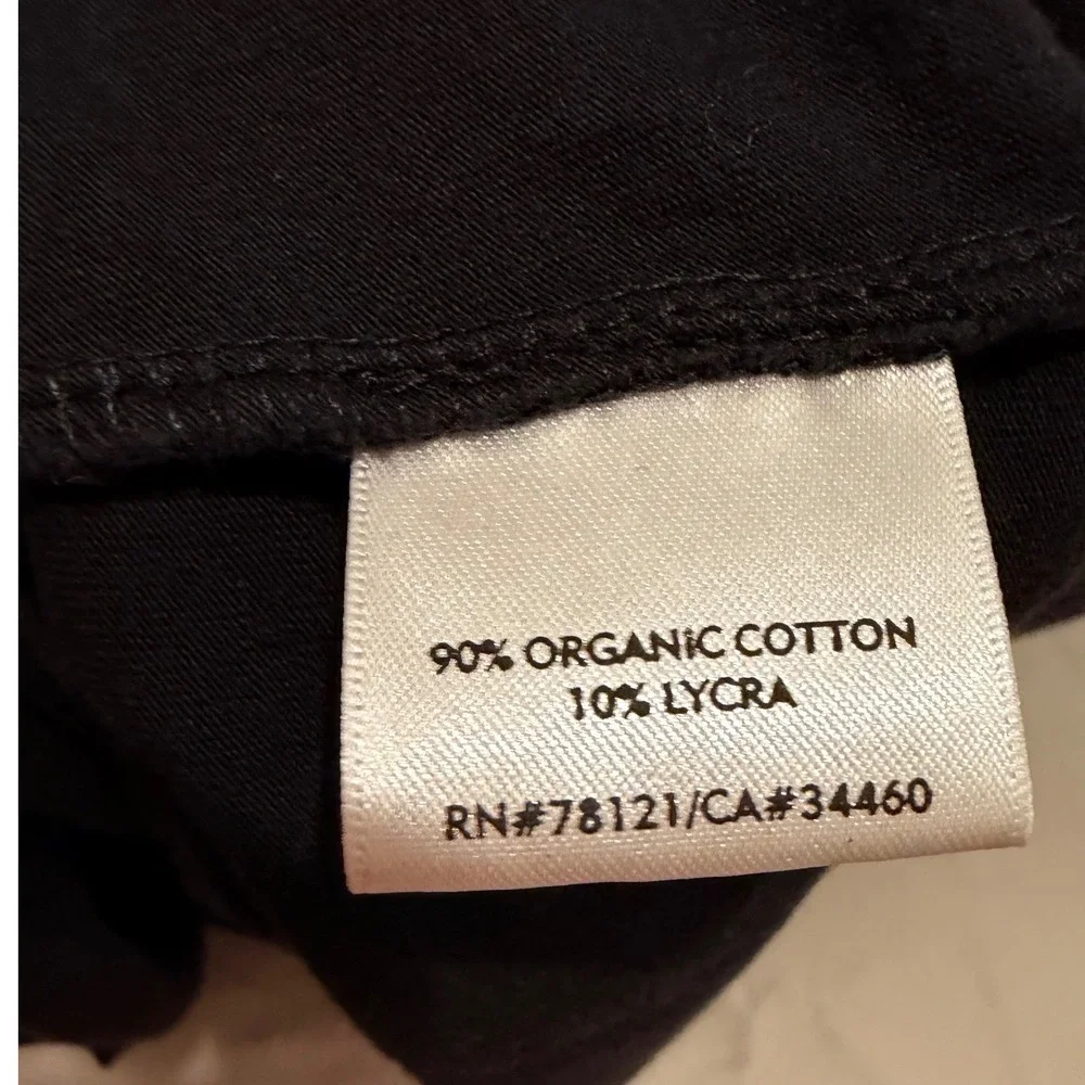 Eileen Fisher Black Organic Cotton Stretch Cami Slip Dress Built-in Bra Med NWOT